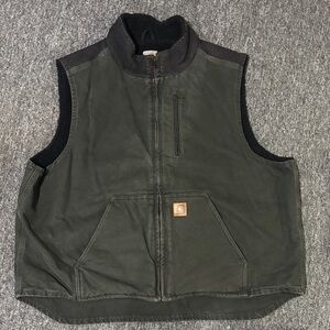 Carhartt Olive Green Vest with Black Accents Good used condition Size 2XL